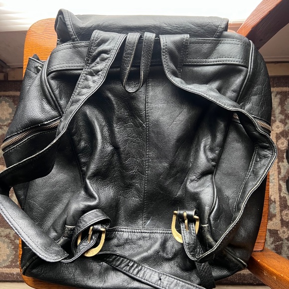 Frye Leather Backpack Bag Black Vintage